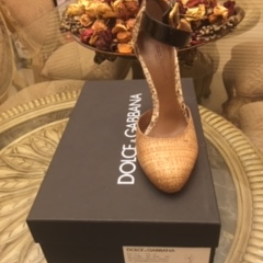 Linen Dolce and gabbana ankle strap heels